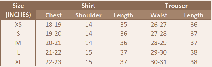 Size chart for Emerald Bloom