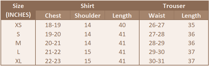 Size chart for Midnight Bloom