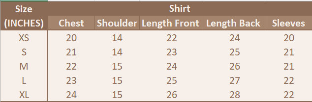 Size chart